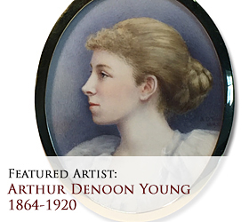 Biographical article on Arthur Denoon Young (often erroneously said to be Andrew Denoon Young), 19th century English miniature portrait painter/artist 